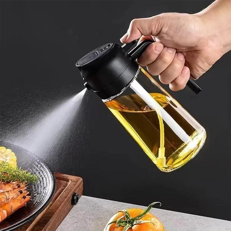 2-in-1 Glass Oil Sprayer & Dispenser 500ml - For Air Fryer, Cooking & BBQ