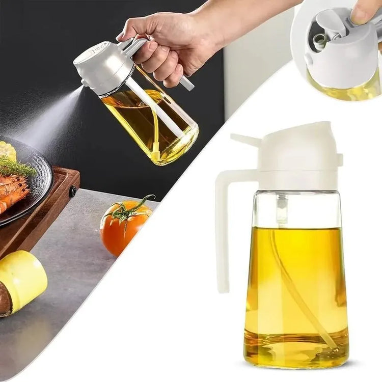 2-in-1 Glass Oil Sprayer & Dispenser 500ml - For Air Fryer, Cooking & BBQ