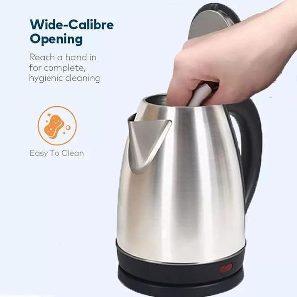 Electric Kettle Stainless Steel Black Handle Fast Boil