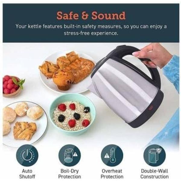 Electric Kettle Stainless Steel Black Handle Fast Boil