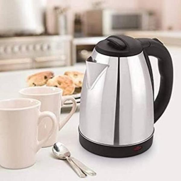 Electric Kettle Stainless Steel Black Handle Fast Boil